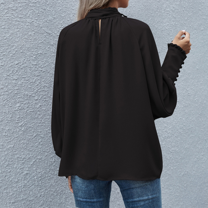 Blouse Bow Detail Loose Fit Elegant Relaxed Style