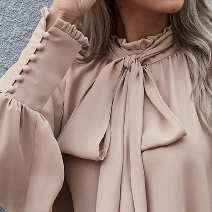 Blouse Bow Detail Loose Fit Elegant Relaxed Style