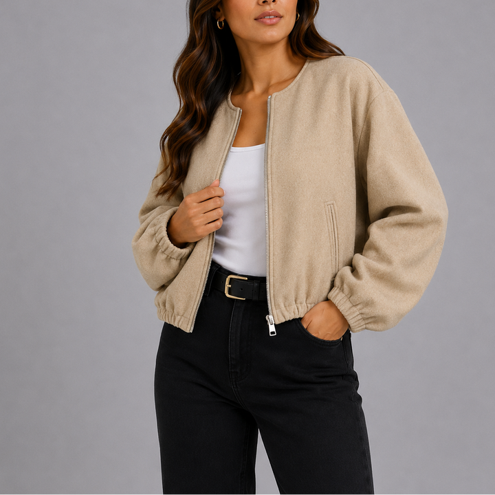 Womens Knitted Cardigan with Open Front and Balloon Sleeves