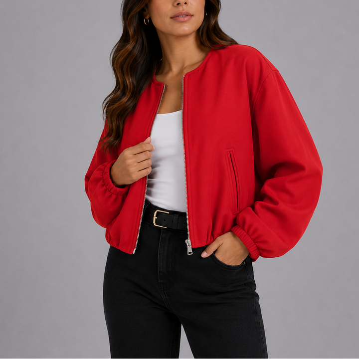 Womens Knitted Cardigan with Open Front and Balloon Sleeves