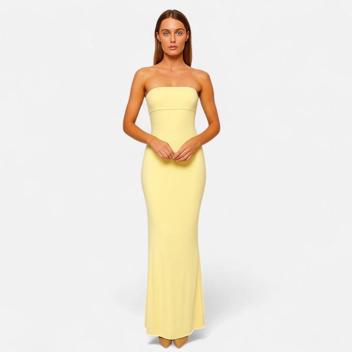 Maxi Dress Backless Draped Silhouette Elegant Evening Style