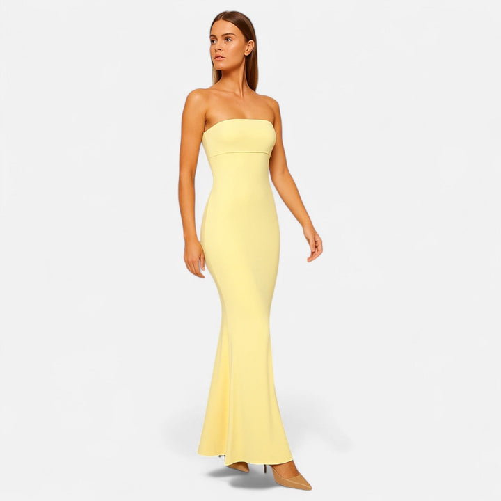 Maxi Dress Backless Draped Silhouette Elegant Evening Style