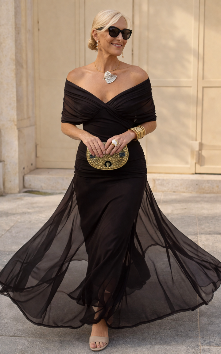 V Neck Party Dress Elegant Silhouette Occasion Wear Style