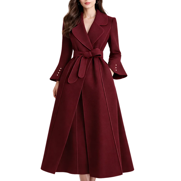 Womens Trench Coat with Tie Waist and Double Breasted Design