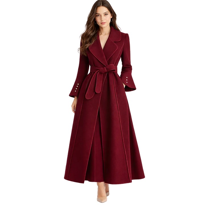 Womens Trench Coat with Tie Waist and Double Breasted Design