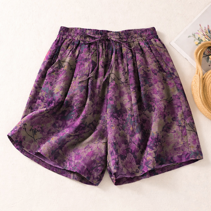 Shorts Floral Print High Waist Relaxed Fit Summer Style