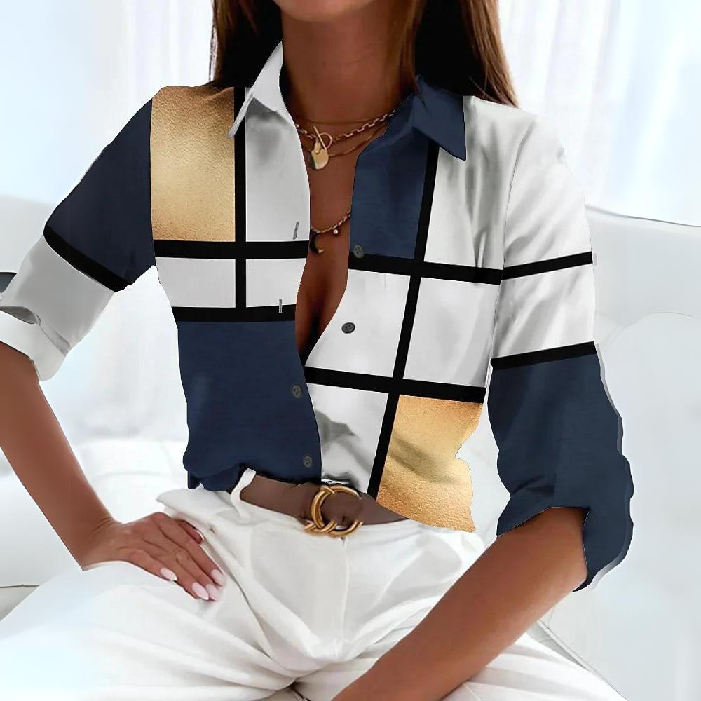 Shirt Button Up Three Quarter Sleeve Split Neck Relaxed Casual Style