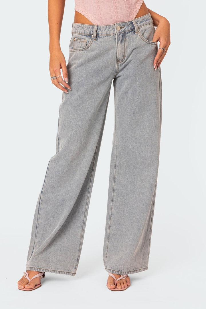 Jeans High Waist Relaxed Fit Straight Leg Casual Style