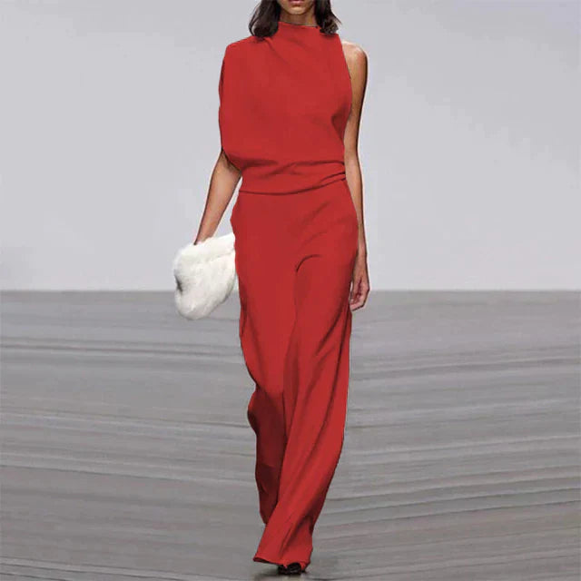 One Shoulder Jumpsuit Wide Leg Elegant Style Statement Fit