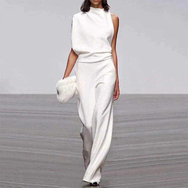 One Shoulder Jumpsuit Wide Leg Elegant Style Statement Fit