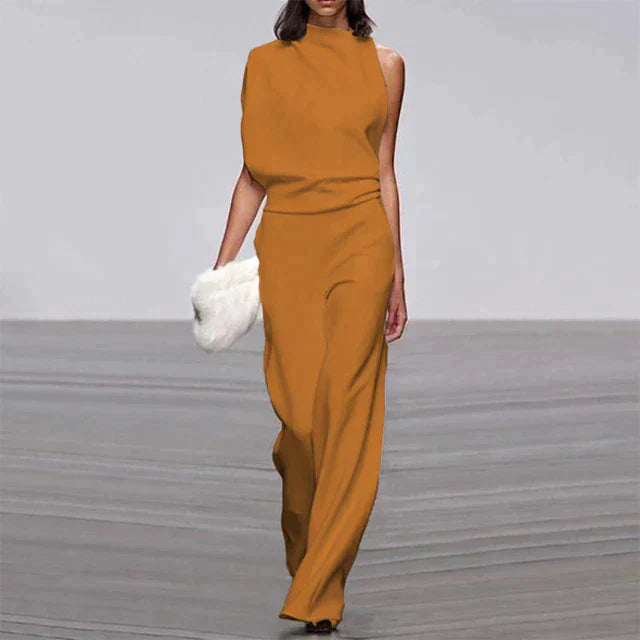 One Shoulder Jumpsuit Wide Leg Elegant Style Statement Fit