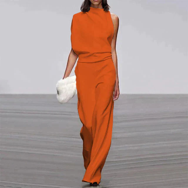 One Shoulder Jumpsuit Wide Leg Elegant Style Statement Fit