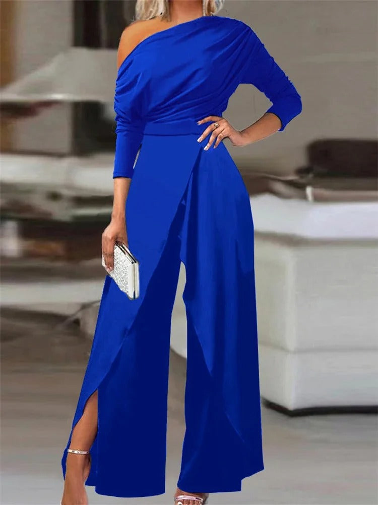 Off Shoulder Jumpsuit Elegant Wide Leg Tailored Fit Style