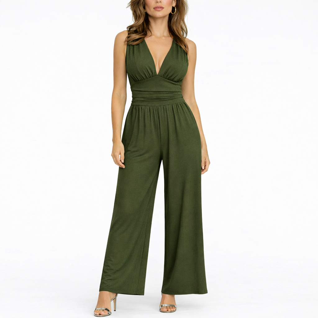 Jumpsuit Sleeveless Wide Leg Elegant Tailored Fit Evening Style