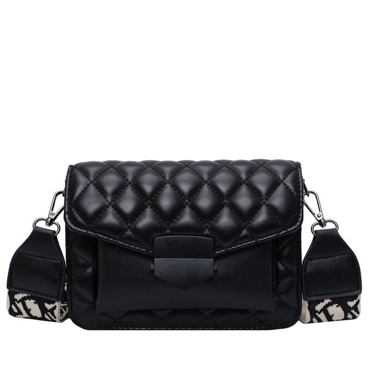 Quilted Crossbody Bag with Wide Shoulder Strap for Women