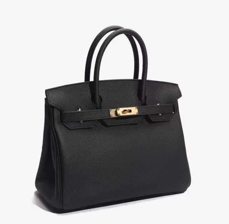 Top Handle Handbag with Shoulder Strap and Lock Closure for Women