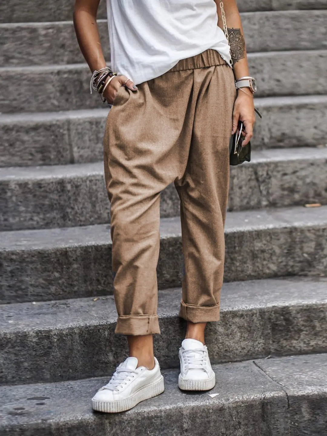 Trousers Baggy Fit Relaxed Leg Casual Everyday Style