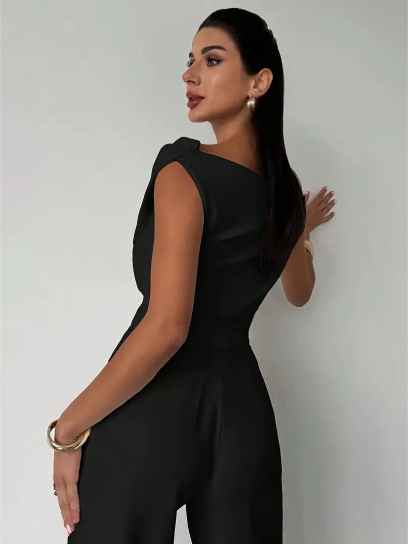 Top Off Shoulder Draped Detail Elegant Feminine Style