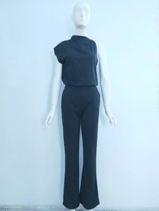 One Shoulder Jumpsuit Wide Leg Elegant Tailored Fit Style