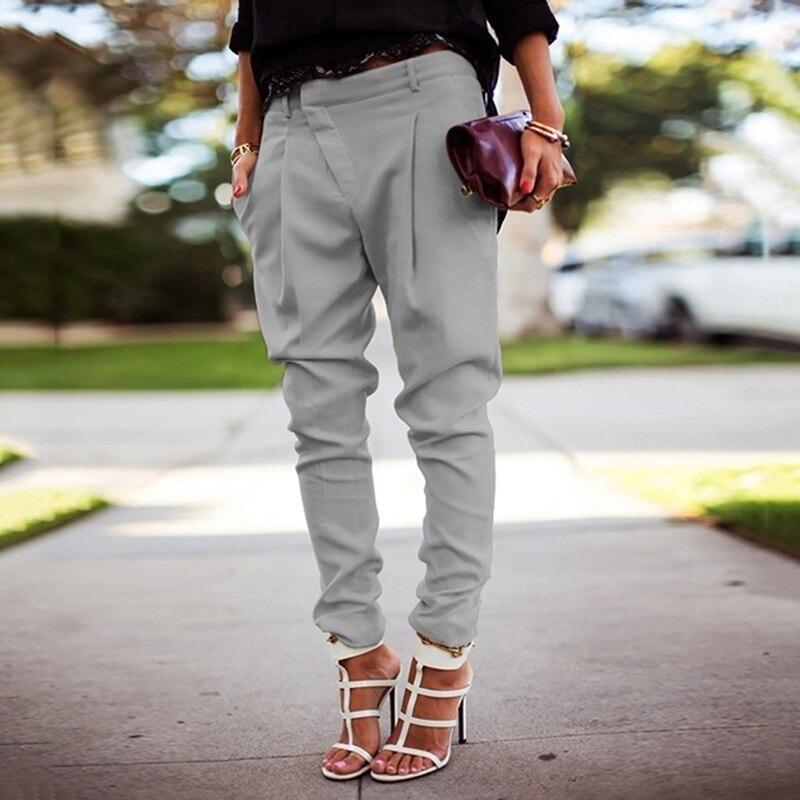 Trousers High Waist Elegant Tailored Fit Straight Leg Style