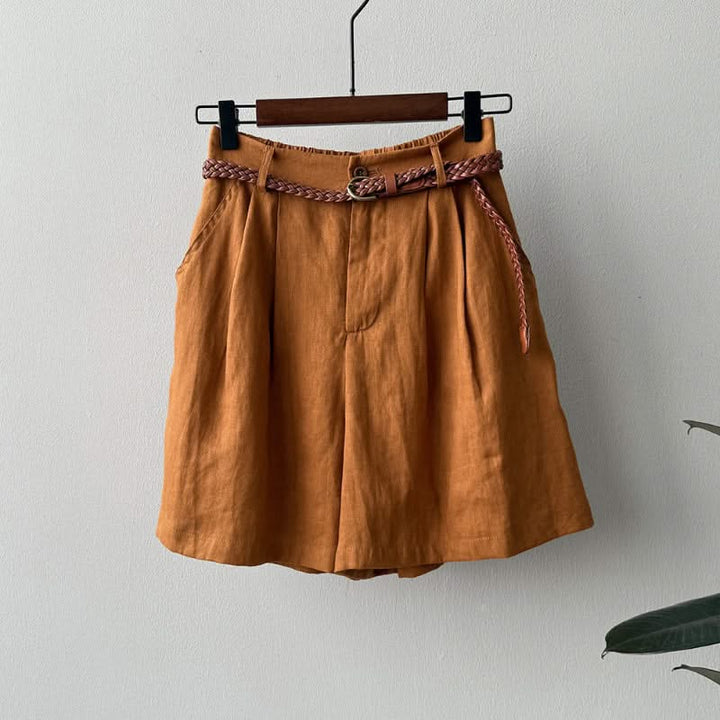 High Waist Linen Shorts Relaxed Fit Summer Casual Style