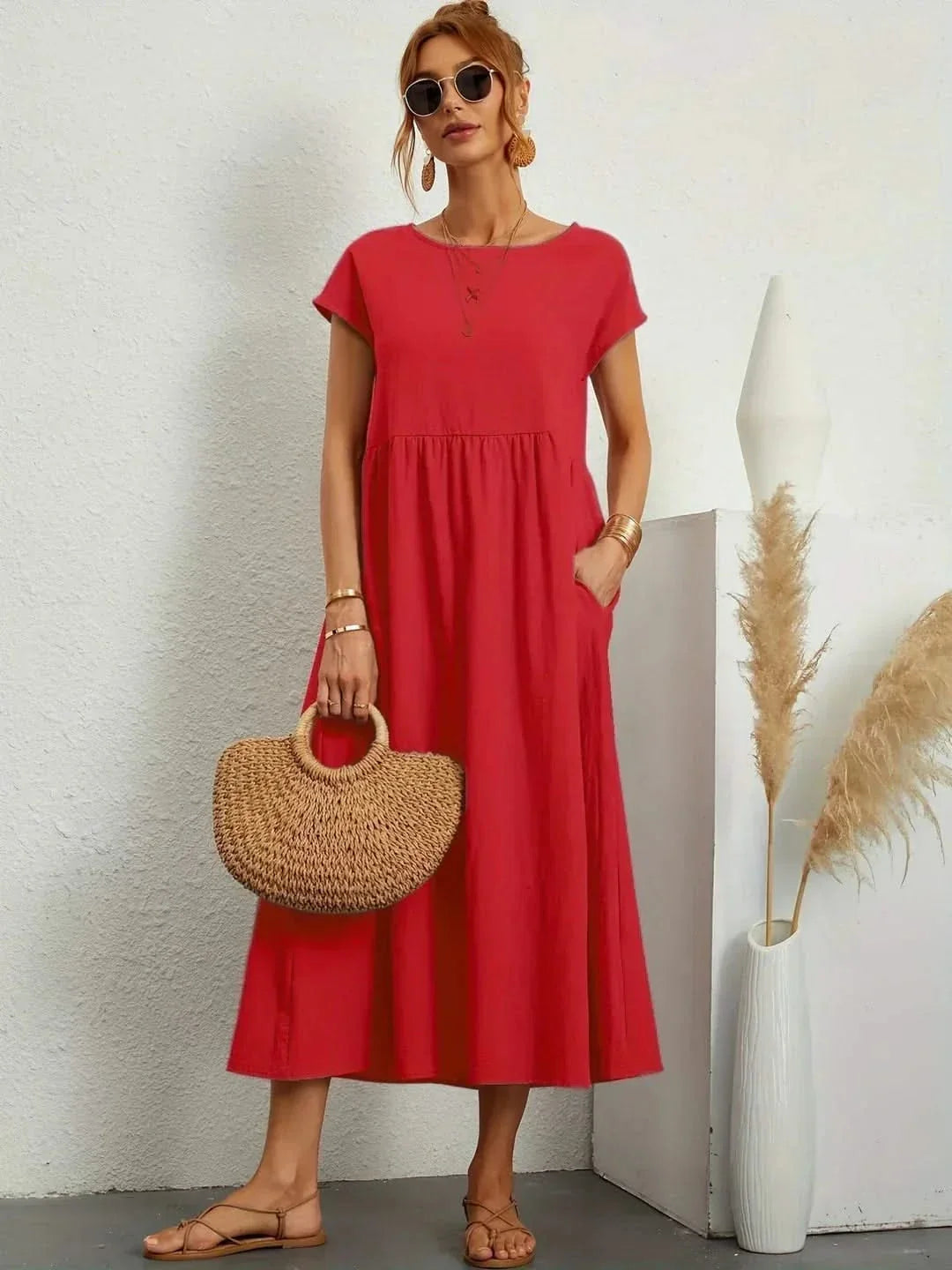 Midi Dress Elegant Fluid Silhouette Luxe Feminine Style