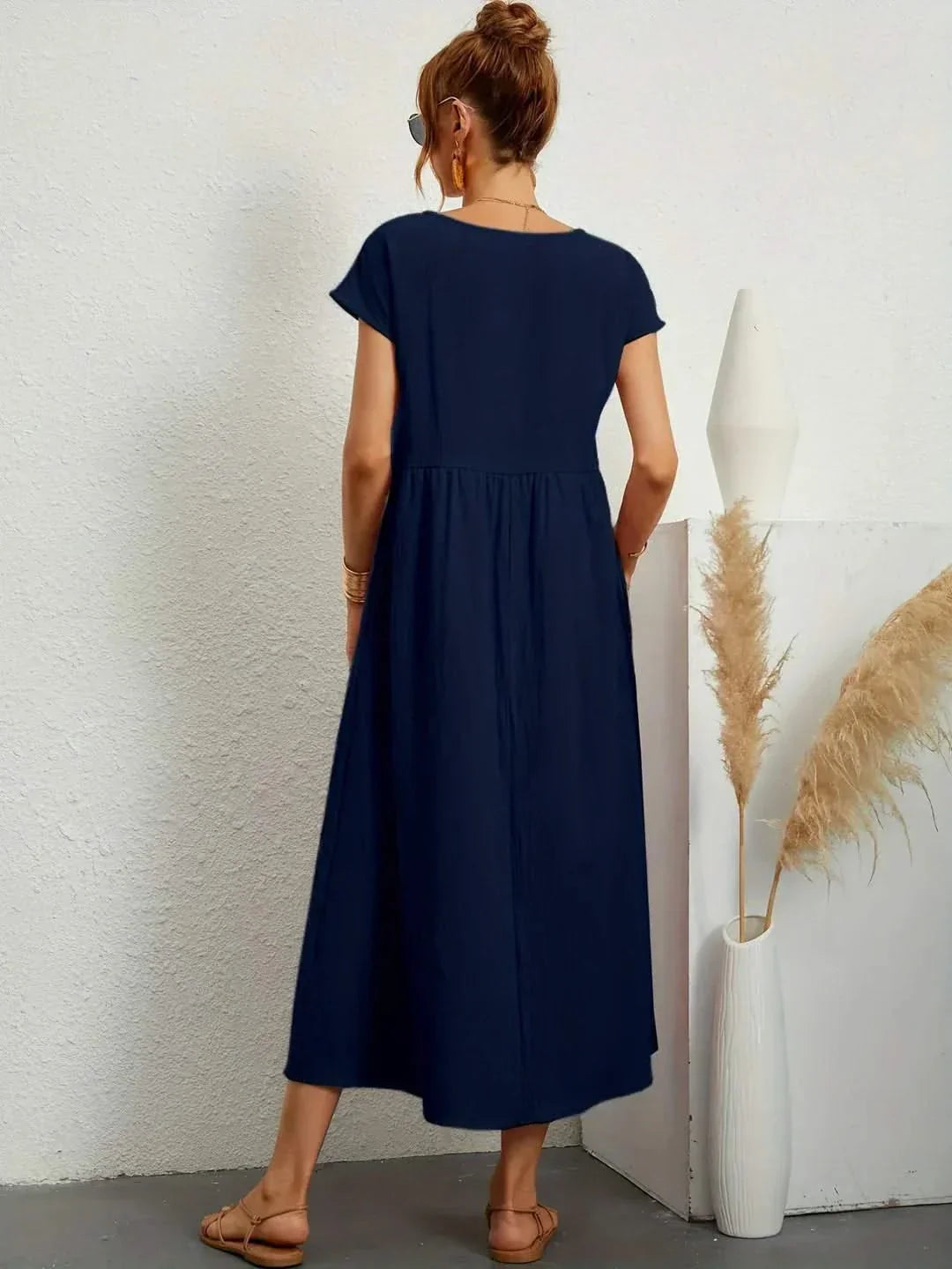 Midi Dress Elegant Fluid Silhouette Luxe Feminine Style