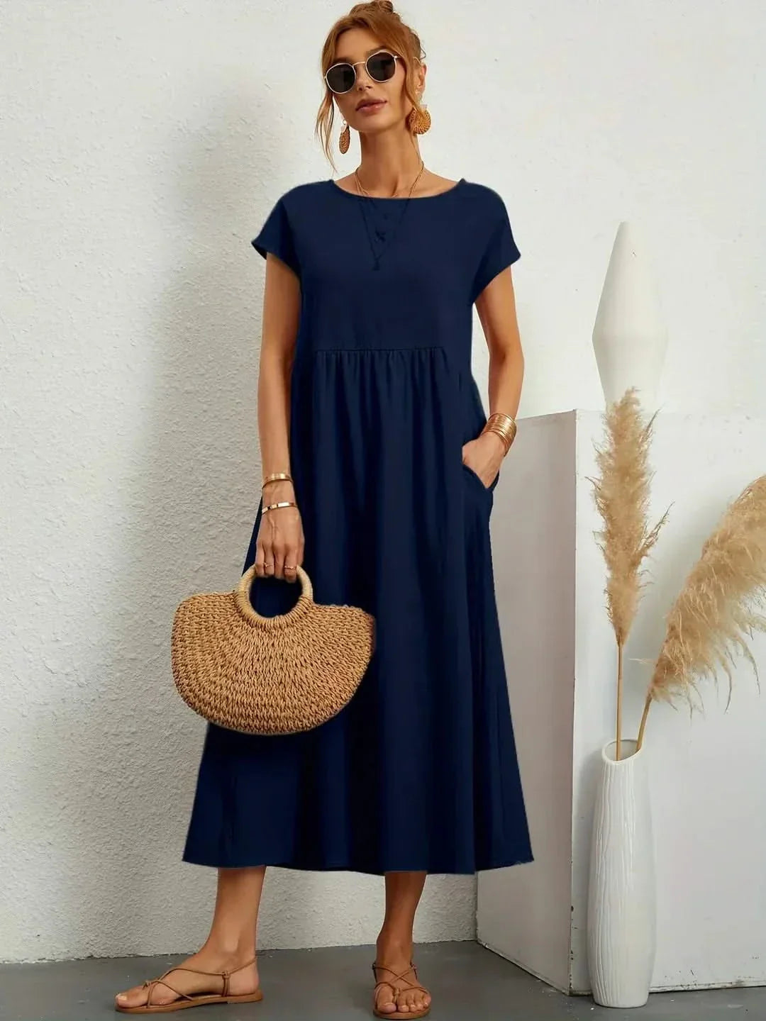 Midi Dress Elegant Fluid Silhouette Luxe Feminine Style