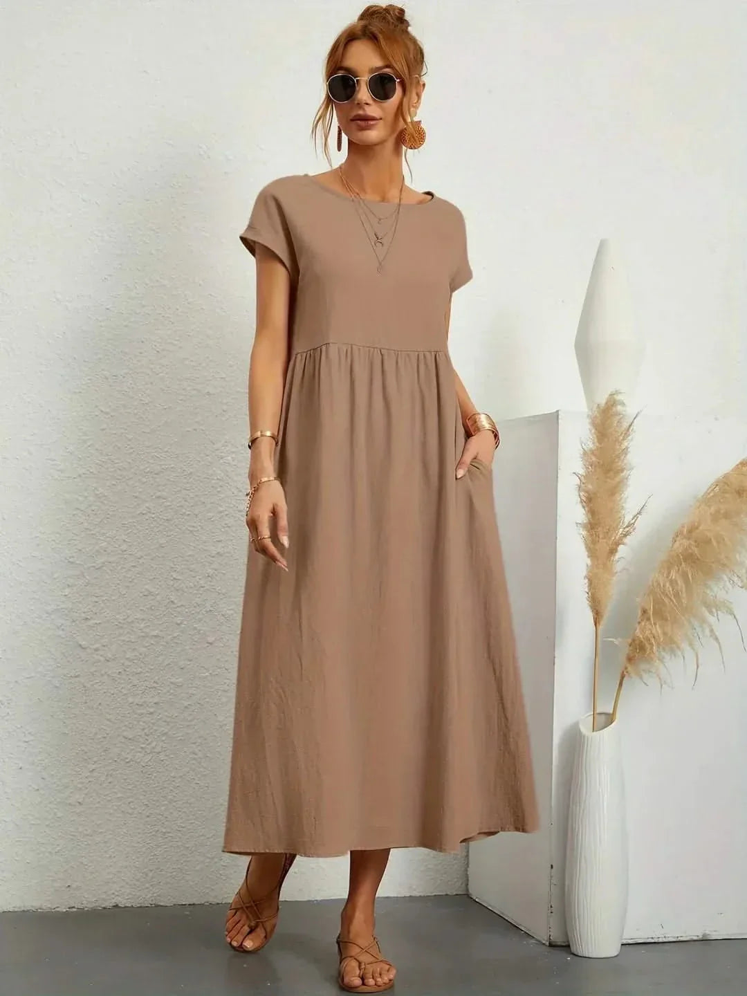 Midi Dress Elegant Fluid Silhouette Luxe Feminine Style