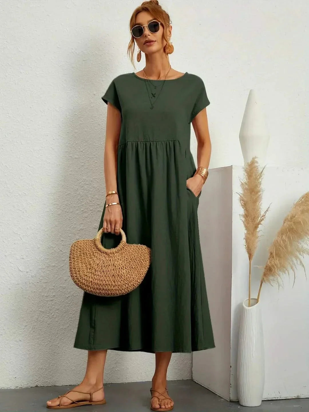 Midi Dress Elegant Fluid Silhouette Luxe Feminine Style