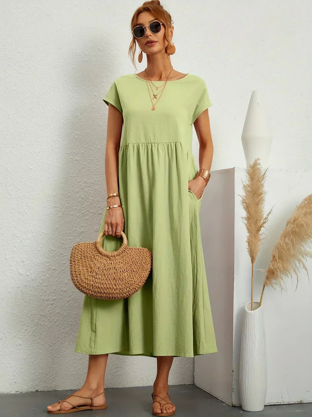 Midi Dress Elegant Fluid Silhouette Luxe Feminine Style