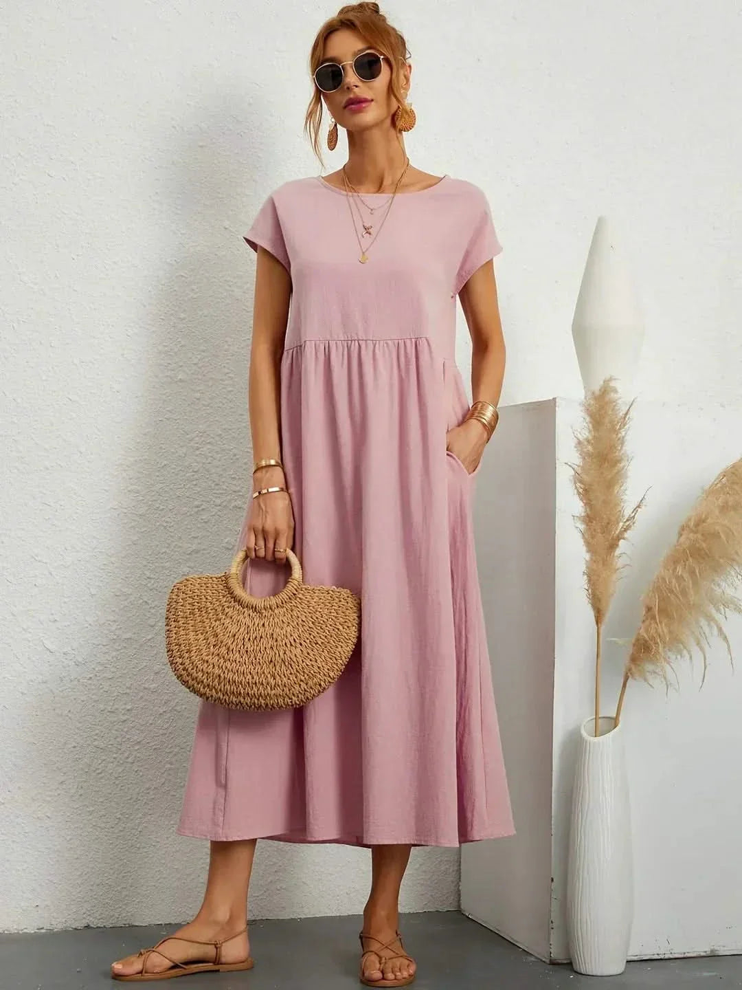 Midi Dress Elegant Fluid Silhouette Luxe Feminine Style