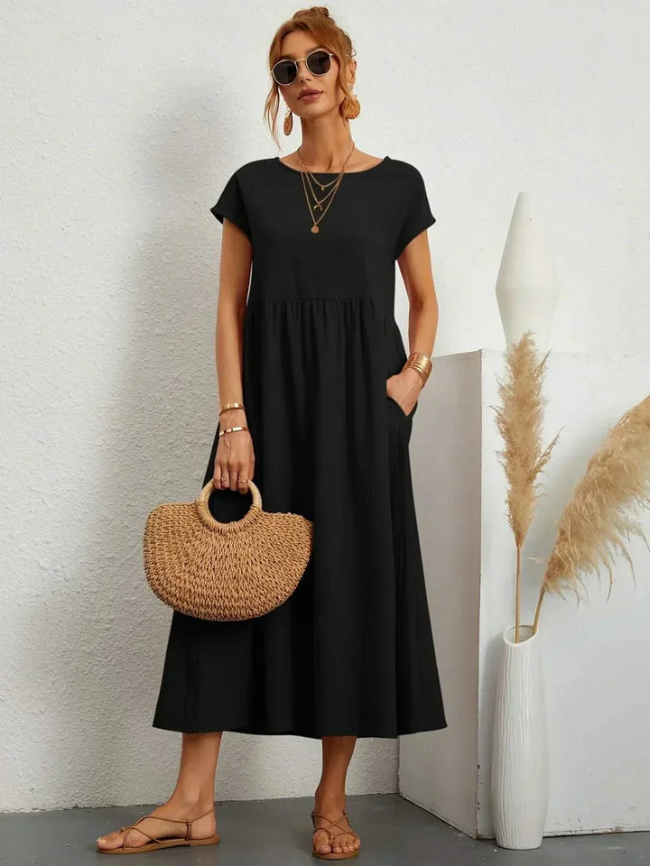 Midi Dress Elegant Fluid Silhouette Luxe Feminine Style