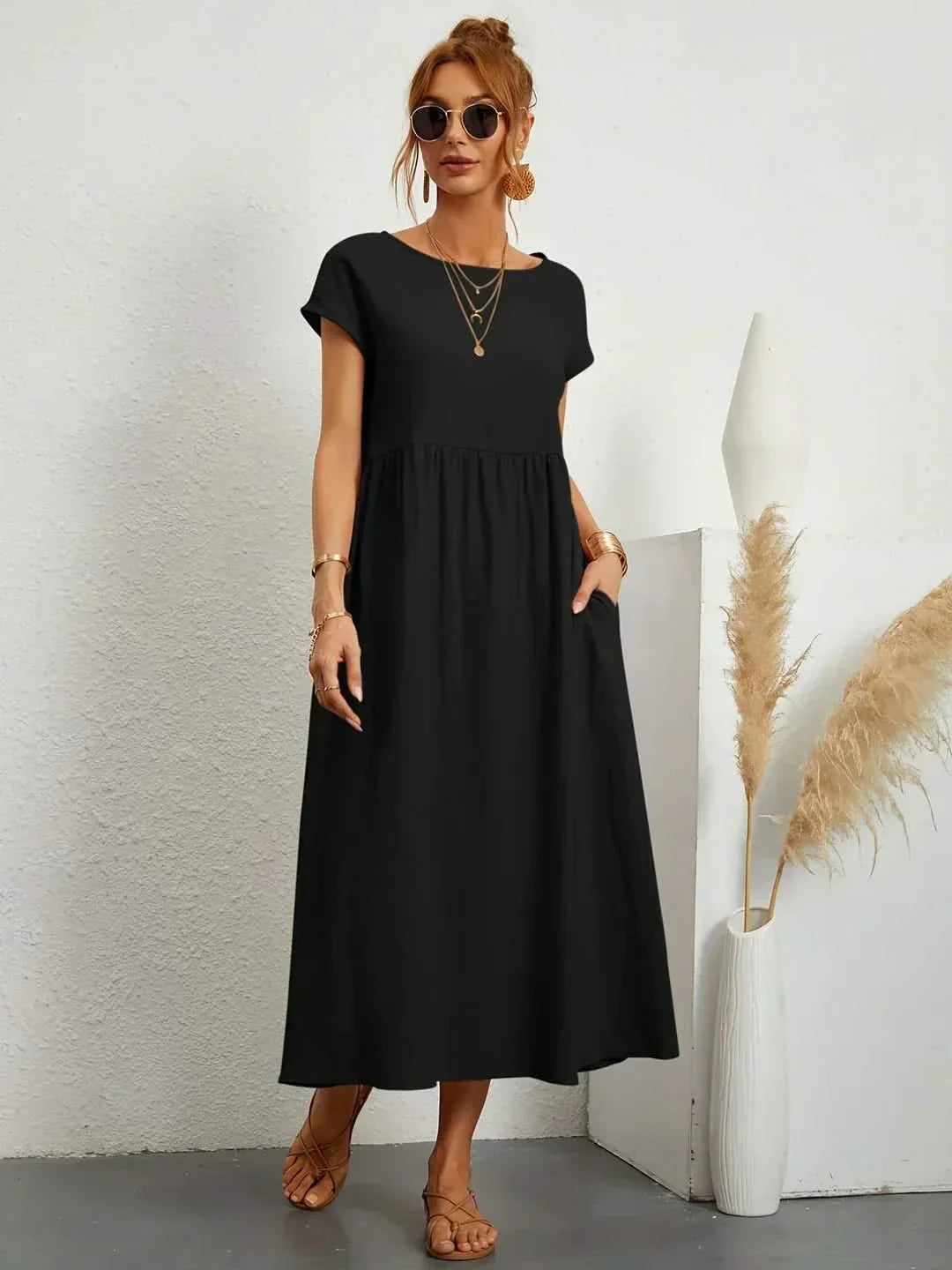 Midi Dress Elegant Fluid Silhouette Luxe Feminine Style