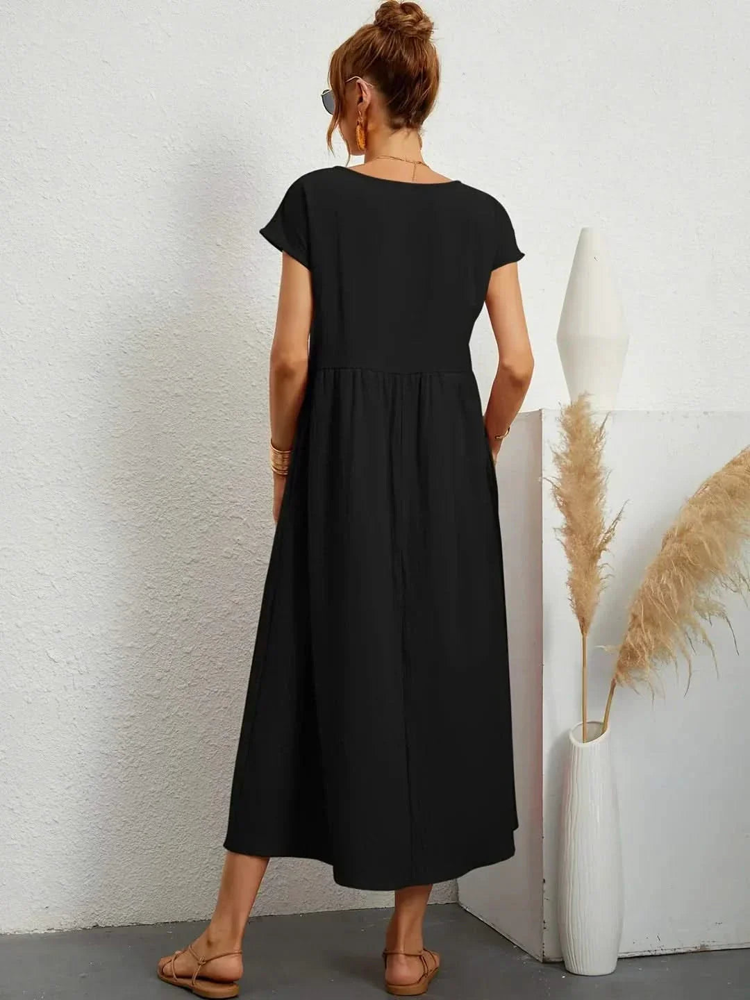 Midi Dress Elegant Fluid Silhouette Luxe Feminine Style