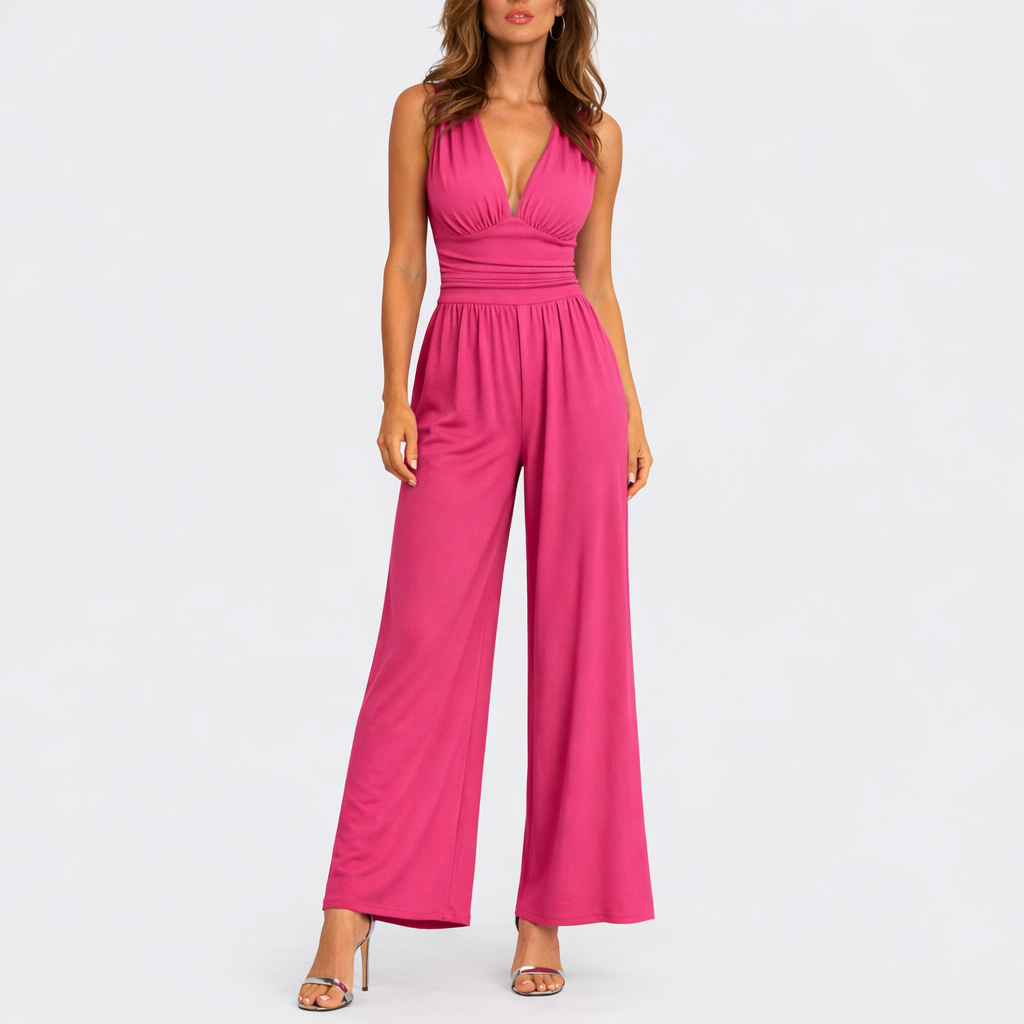 Jumpsuit Sleeveless Wide Leg Elegant Tailored Fit Evening Style