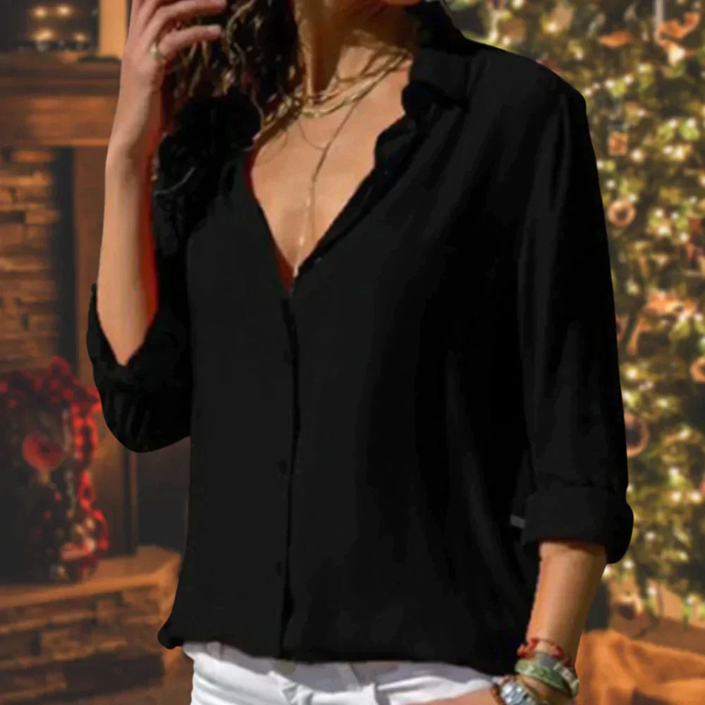 Satin Button Front Blouse Elegant Everyday Style
