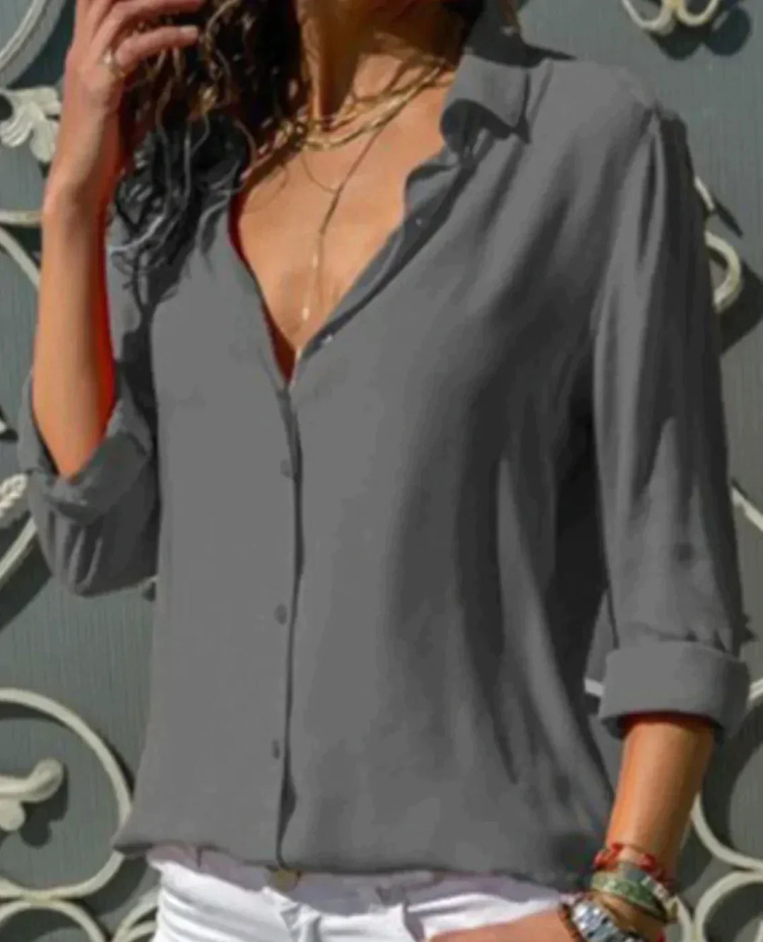 Satin Button Front Blouse Elegant Everyday Style