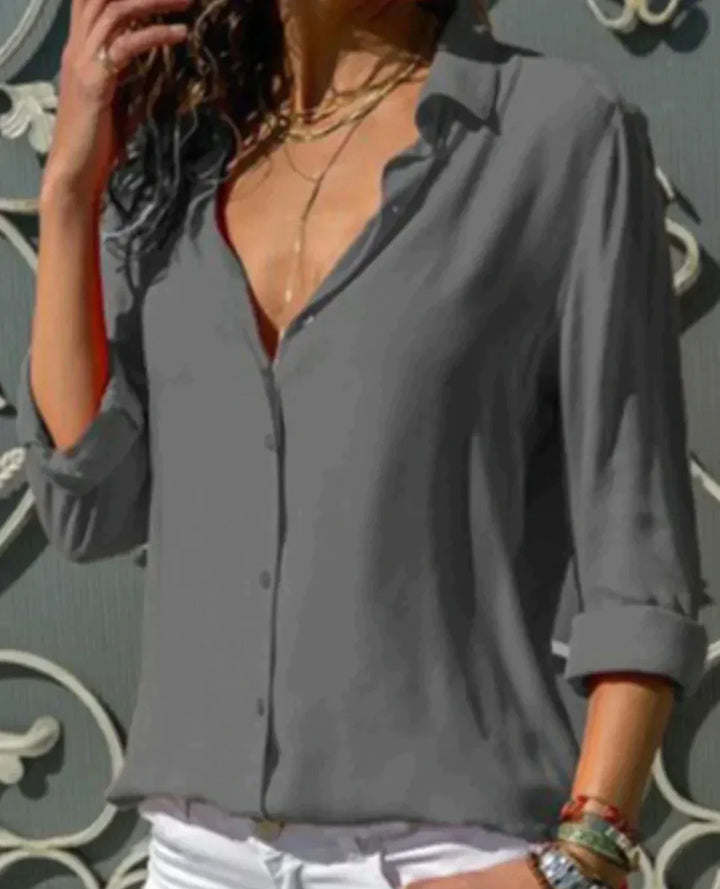Satin Button Front Blouse Elegant Everyday Style