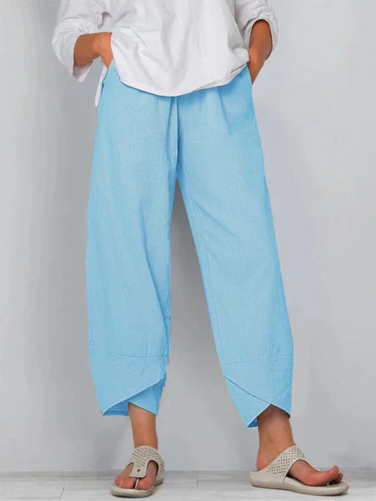 Trousers High Waist Wide Leg Tulip Hem Elegant Tailored Style