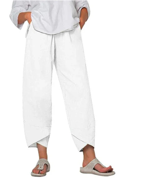 Trousers High Waist Wide Leg Tulip Hem Elegant Tailored Style