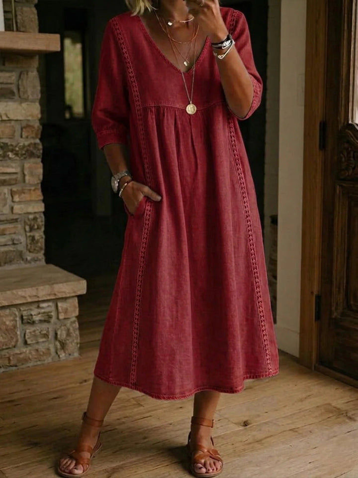 Lace Midi Dress Casual Elegant Relaxed Fit Feminine Style