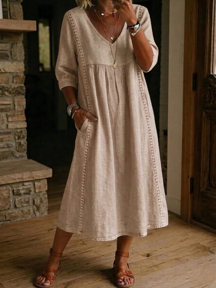 Lace Midi Dress Casual Elegant Relaxed Fit Feminine Style