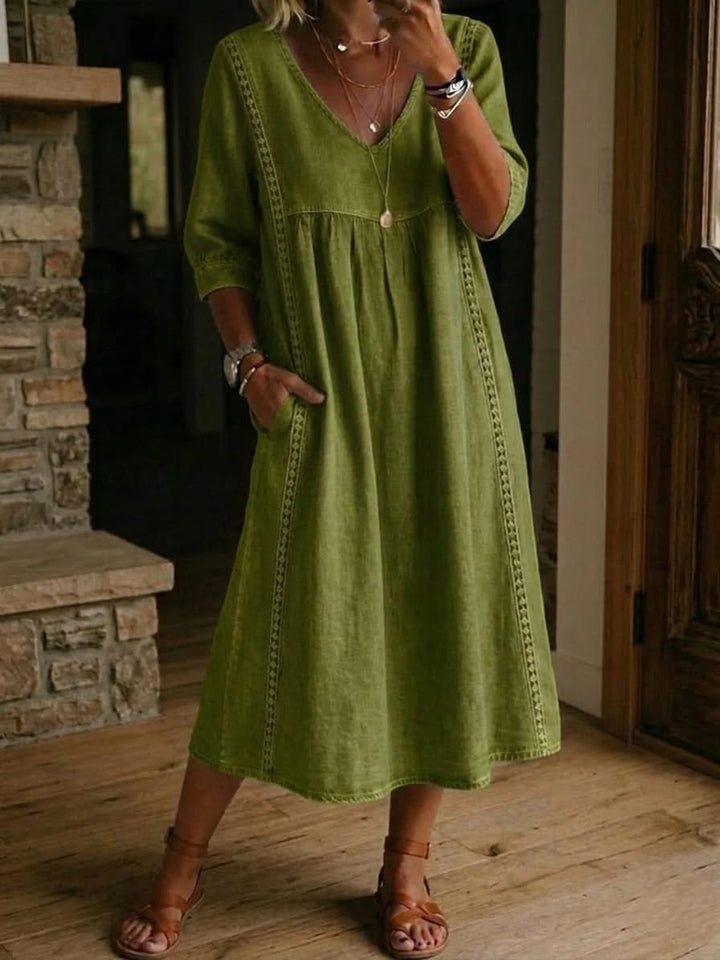 Lace Midi Dress Casual Elegant Relaxed Fit Feminine Style