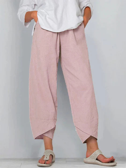 Trousers High Waist Wide Leg Tulip Hem Elegant Tailored Style