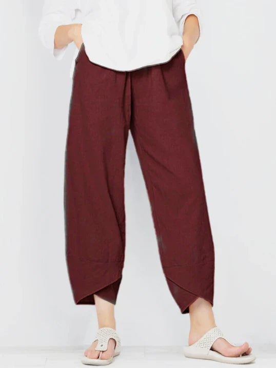 Trousers High Waist Wide Leg Tulip Hem Elegant Tailored Style