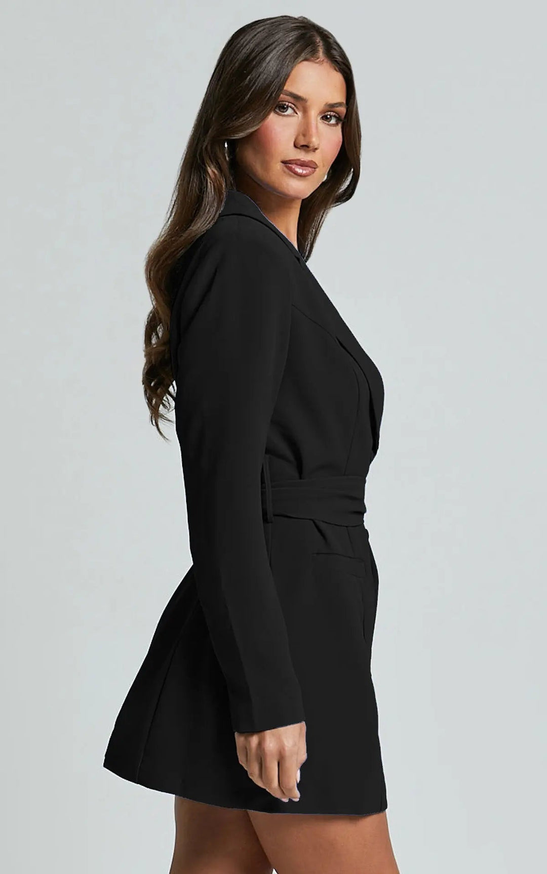 Blazer Dress Belted Women Tailored Fit Elegant Style
