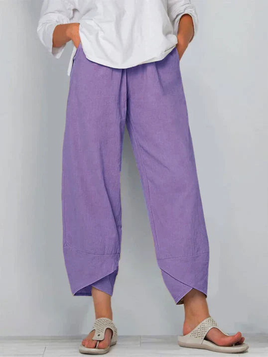 Trousers High Waist Wide Leg Tulip Hem Elegant Tailored Style