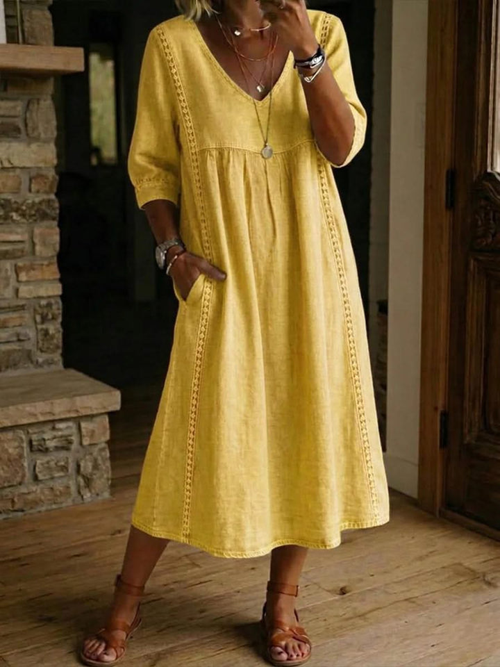 Lace Midi Dress Casual Elegant Relaxed Fit Feminine Style
