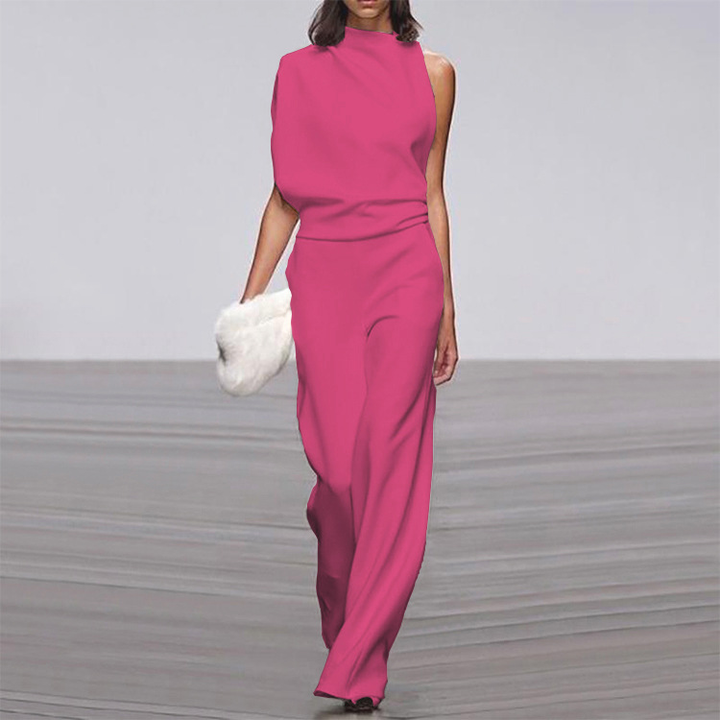 One Shoulder Jumpsuit Wide Leg Elegant Style Statement Fit